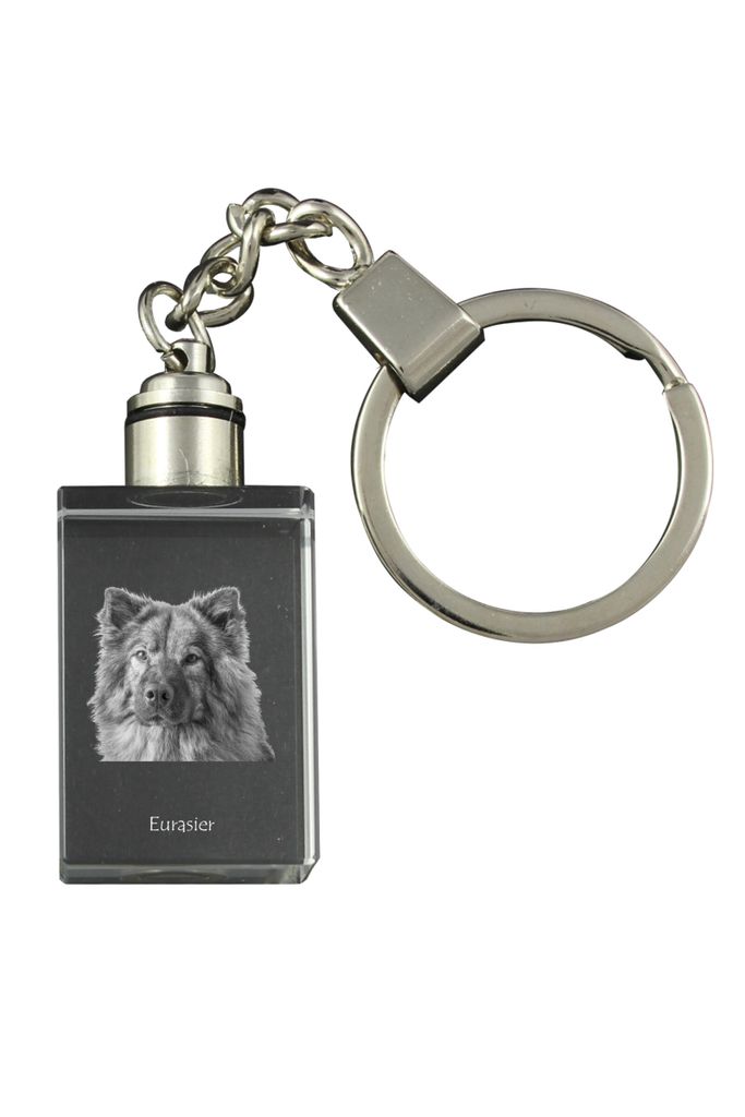 Eurasier - Schlüsselanhänger aus Kristall mit Hundefoto, beleuchteter Schlüsselanhänger, einzigartiges Geschenk der Marke Art-Dog