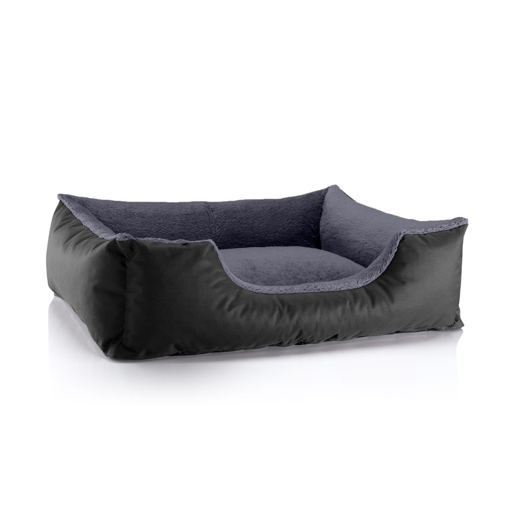 BedDog Hundebett TEDDY, Hundesofa,(L) ca. 80x65x18cm,THE-ROCK (schwarz/grau)