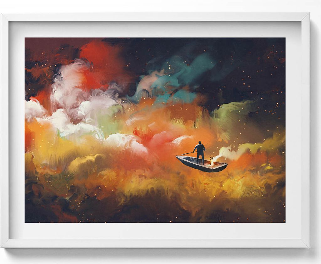 Eine abstrakte Darstellung des Erwachsenenlebens– Wandbild mit Rahmen – Gerahmtes Bild – Wanddekoration – 80x60 cm – Weiß Rahmen