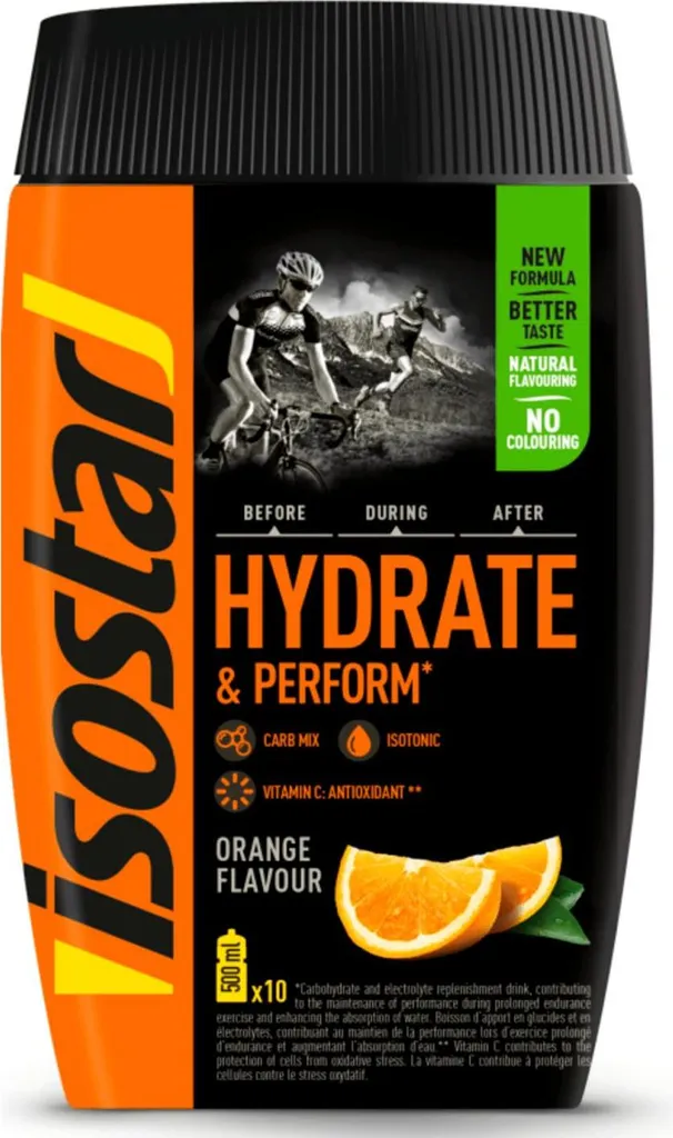 Boisson de l'effort Isostar Hydrate & Perform Poudre Orange 400 g