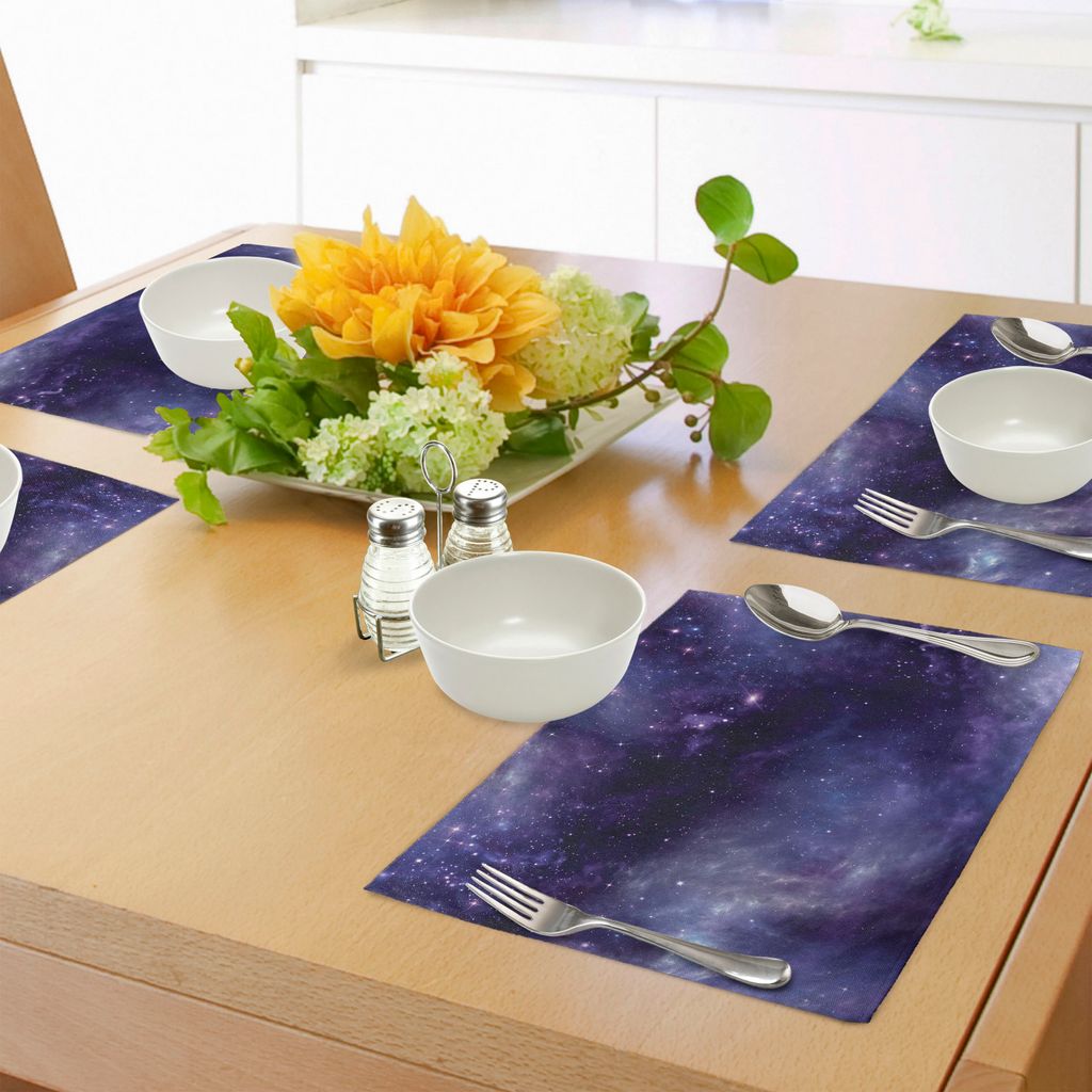 ABAKUHAUS Aubergine Platzmatten, Himmel mit dem Open Space Star Constellations und düstere Atmosphäre Heavenly Bodies, Waschbare Stoff Esszimmer ...