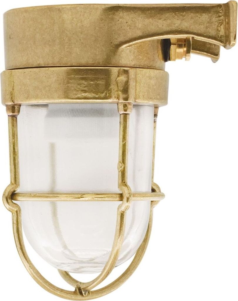 Wandlampe außen Glas Messing massiv E27 IP64 16,5 cm hoch in Maritim