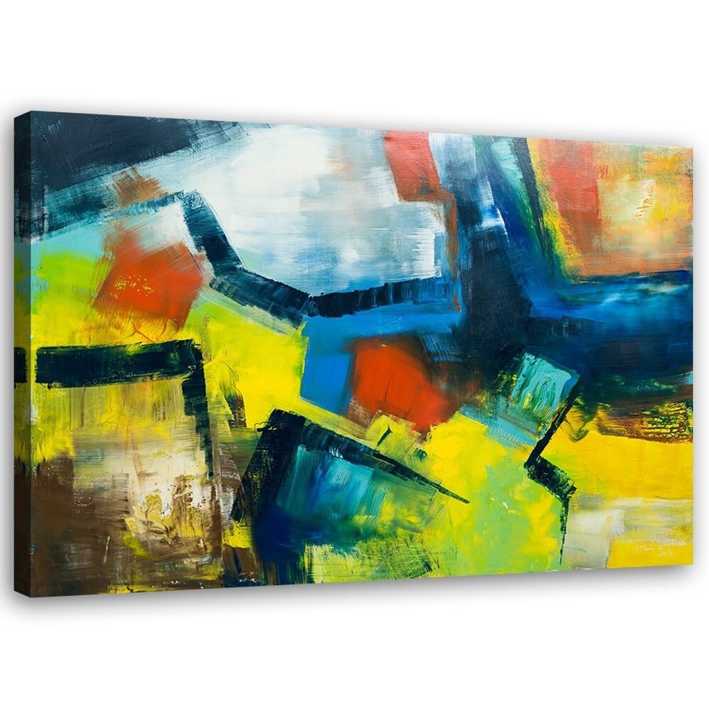 Leinwandbild mehrfarbige abstraktion 60x40 cm Feeby farbe wandbild bereit zum aufhängen