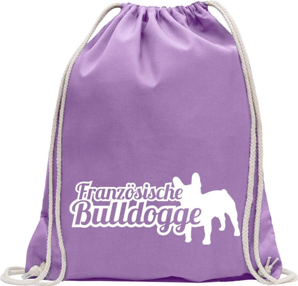 Kiwistar - Turnbeutel - lavendel - Französische Bulldogge - Fun Rucksack Sport Beutel Gymsack Baumwolle mit Ziehgurt