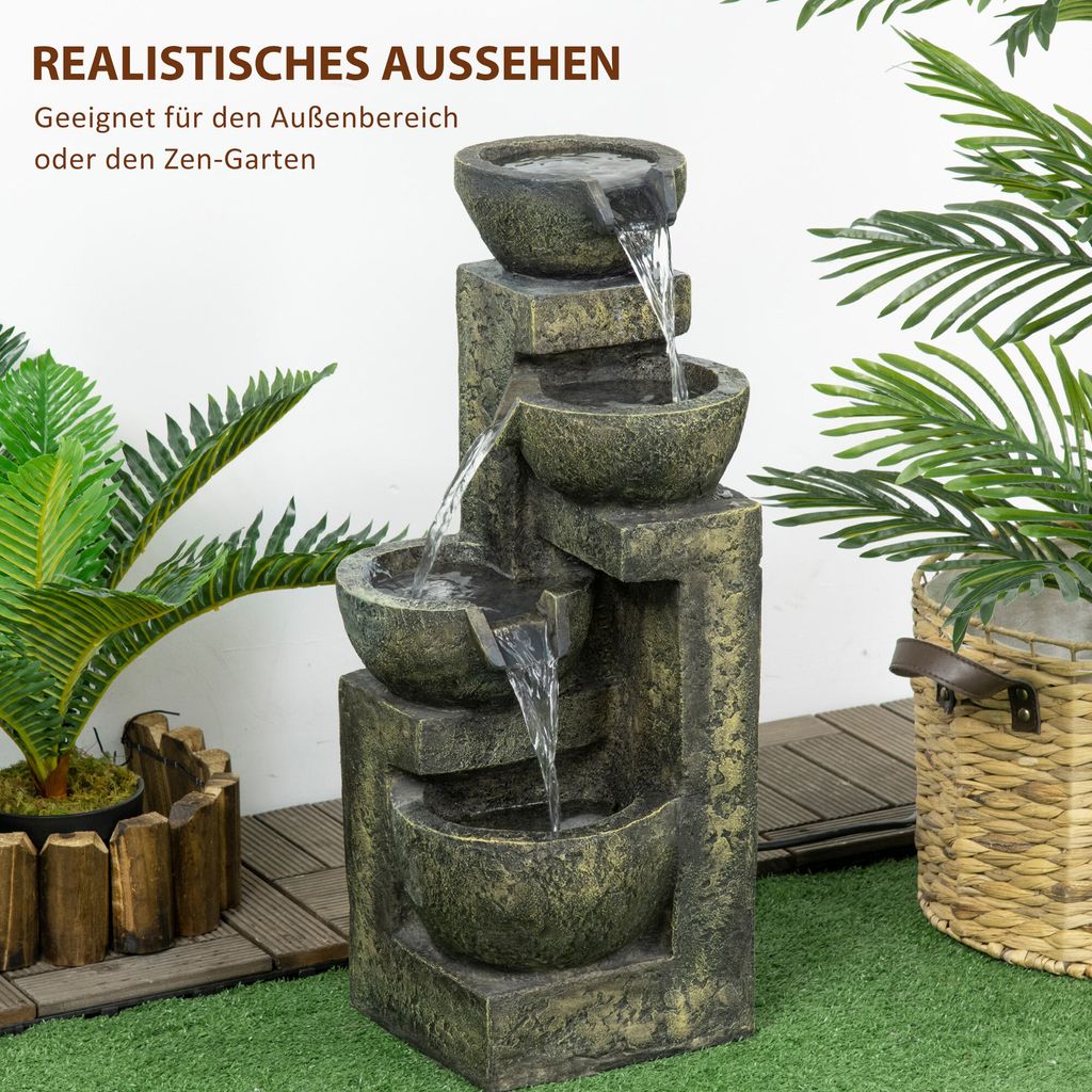 Outsunny Gartenbrunnen, Springbrunnen mit Einstellbarer Produktbild 4