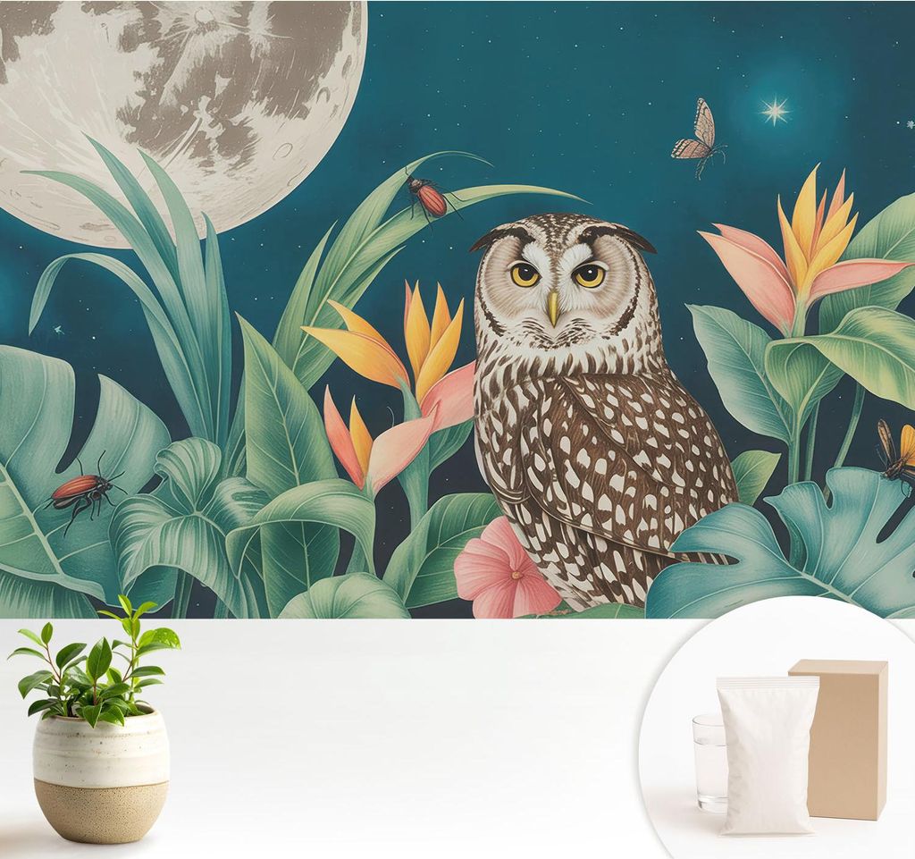 Fototapete - 104x70 cm - Tapete - Wandtapete - Wandbilder - Dekofolie - Tapete Folie - Wand - Dekoration - Wohnzimmer - Mond-Safari