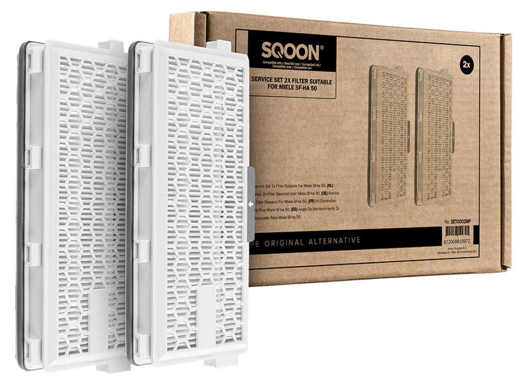 SQOON Staubsauger Filter Kompatibel mit Miele Staubsauger Compact C1 & C2, Complete C2 & C3, 2 HEPA Filter und 2 Motorfilter, für Allergiker gegen...