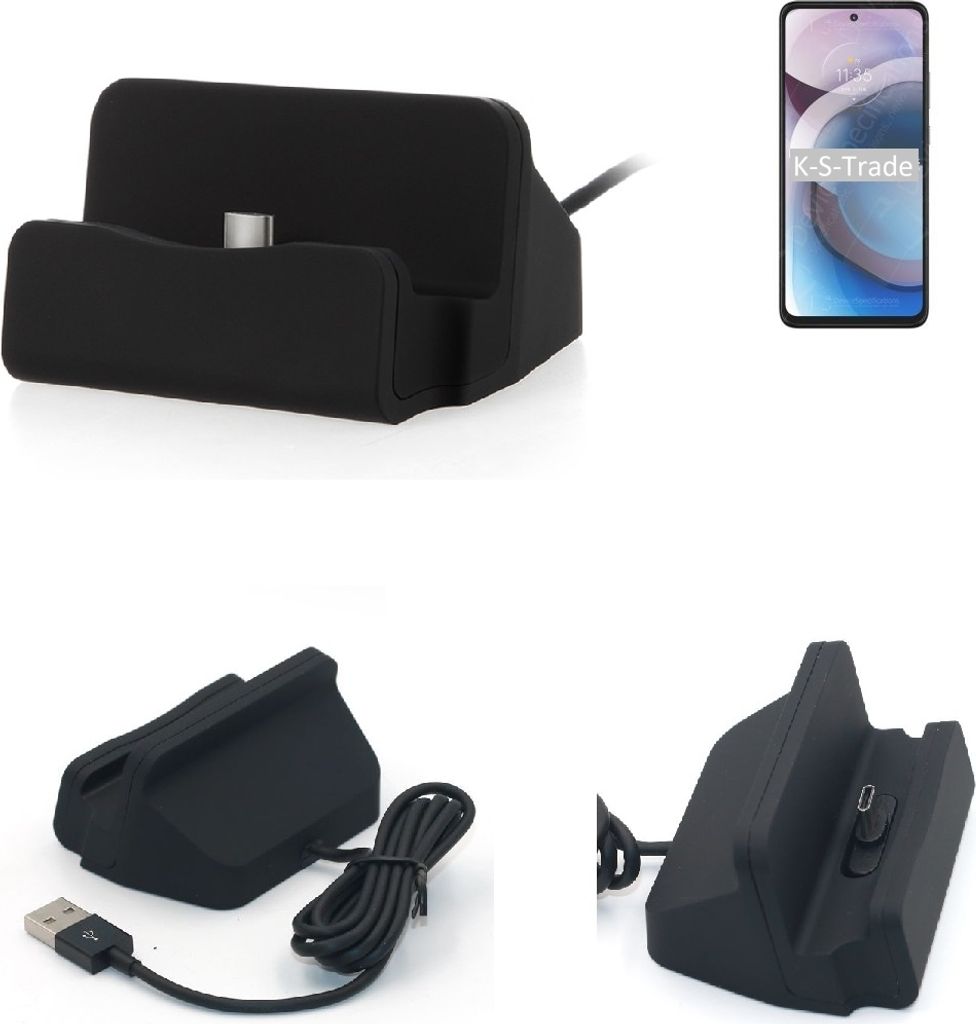 K-S-Trade Docking-Station kompatibel mit Motorola Moto One 5G Ace Ladestation Dock Ladegerät Docking Station Tischständer Ständer inkl. USB Typ C