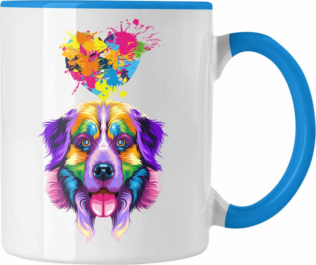 Trendation - Border Collie Herz Farbe Besitzer Tasse Geschenk Lustiger Spruch Geschenkidee Border Collie Liebhaber (Blau)