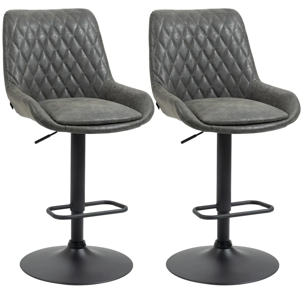 Tabourets de bar pivotants lot de 2 avec hauteur ajustable et confort