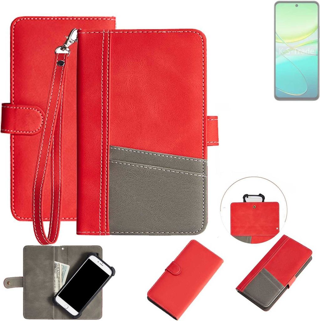 K-S-Trade Handy Schutzhülle für Vivo T3x 5G Hülle Portemonnee Brieftasche Klapphülle Kartenfächer Flip Wallet Case Etui