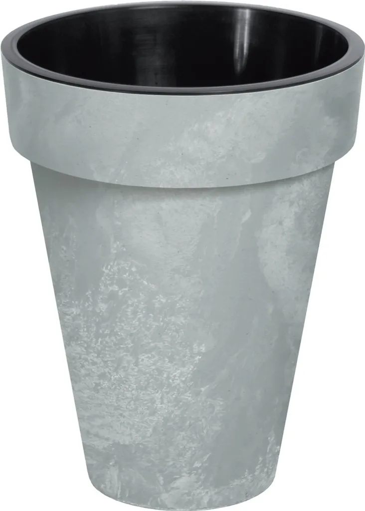 Pot de fleurs pour terrasse CUBE SLIM 35,5 cm aspect béton et insert - 2