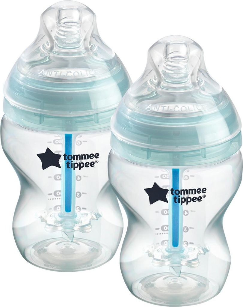 Two baby bottles are shown side-by-side against a white background.