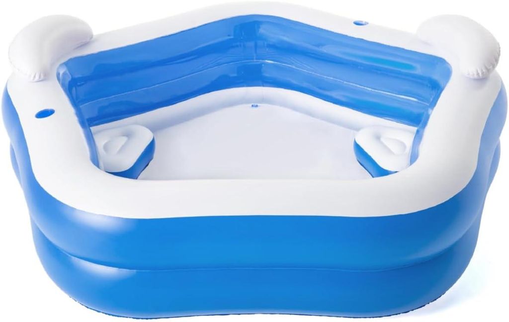 Bestway Family Fun Pool Komplettset, Fünfeck Aufstellpool 213x206x69cm Planschbecken Gartenpool ohne Pumpe Set, Gross, Aufstellbecken, Familienpool