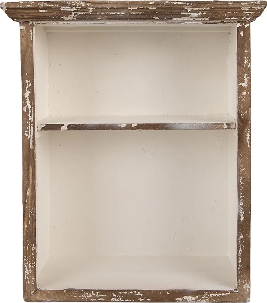 Rangement mural en bois brun pour bibelots et cadres photos 43 cm haut