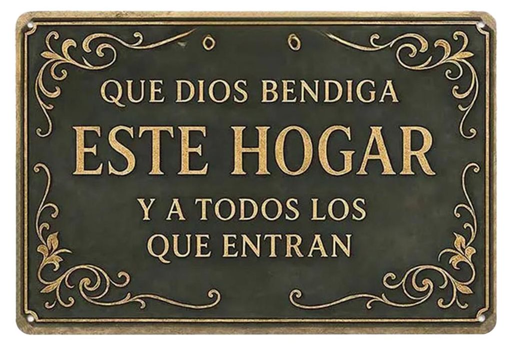 Que Dios Bendiga Este Hogar Spanisches Vintage-Metallschild, religiöser christlicher Segen, Wanddekoration für Zuhause, Küche, Eingangsbereich, ...