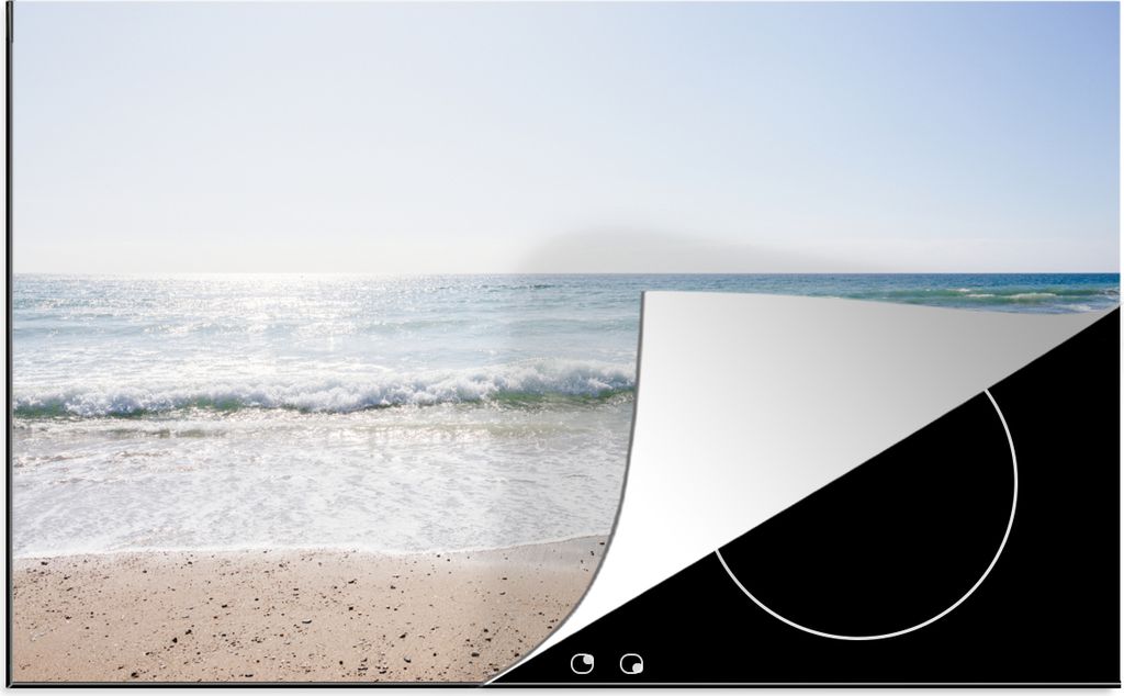 KitchenYeah Herdabdeckplatte Strand - Wasser - Türkis , 80x52cm, Küche Deko, Glaskeramikfeld Herdabdeckung, Abdeckplatte fùr Kochfeld