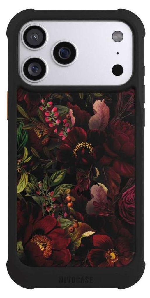 NIVOCASE Hülle für Apple iPhone 17 Pro Max Stoßfeste Handyhülle NIVOmax Case Schwarz Blumen Utart Wiese