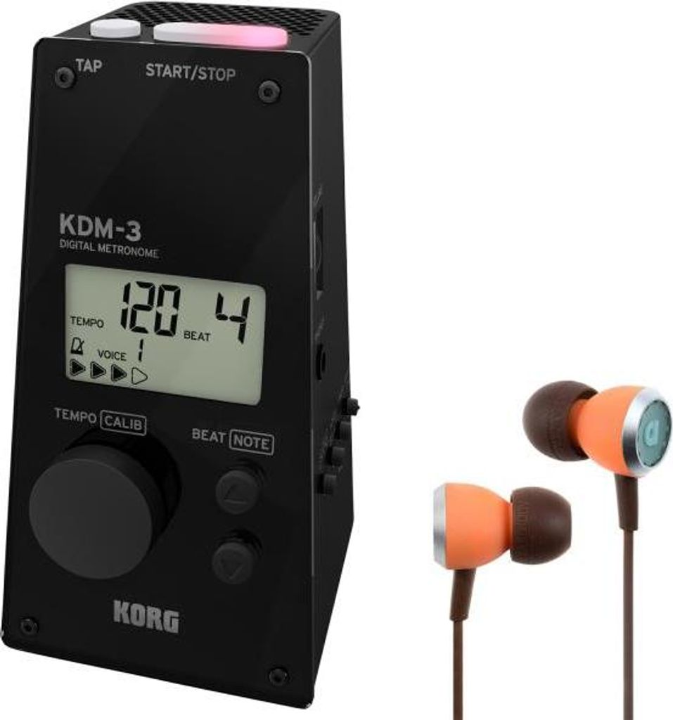 Metronomo Korg KDM-3 digitale nero con cuffie auricolari Immagine del prodotto 