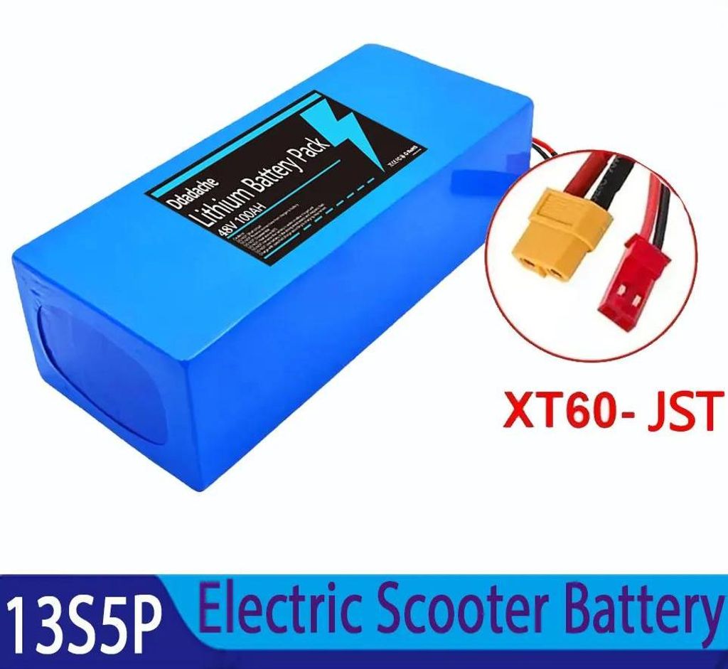 18650 48V Akku-Pack - Li-Ion Batterie 13S5P - 10000 mAh - Für 500–1000 W Motor - Integriertes BMS - XT60-JST Anschluss