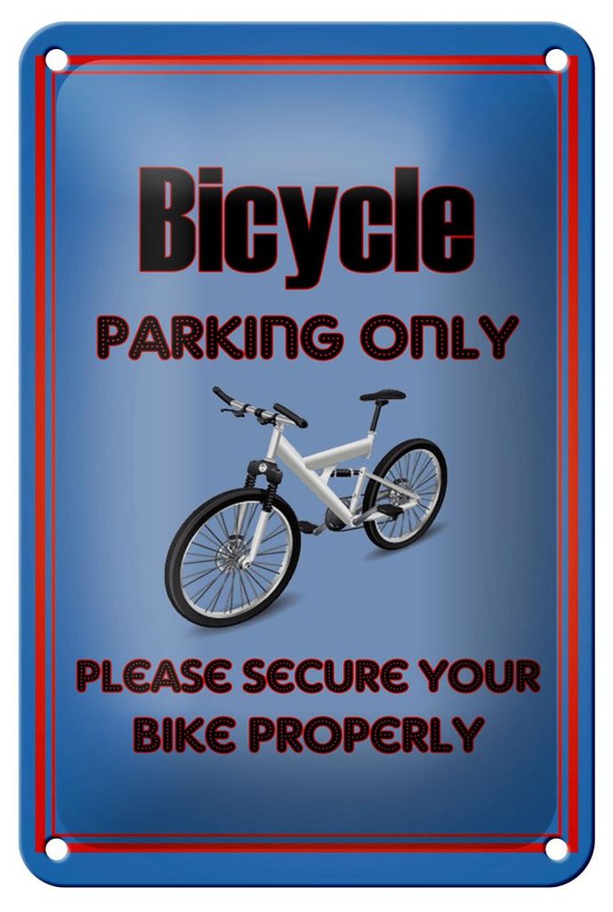 Blechschild Parken 12x18cm Fahrrad Bicycle parking only