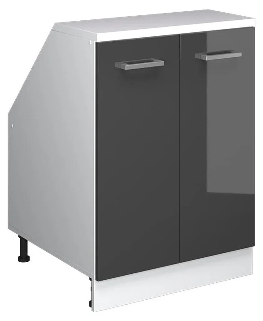 Meuble bas 2 portes 60x60cm Vicco R-Line Anthracite brillant ultra profond