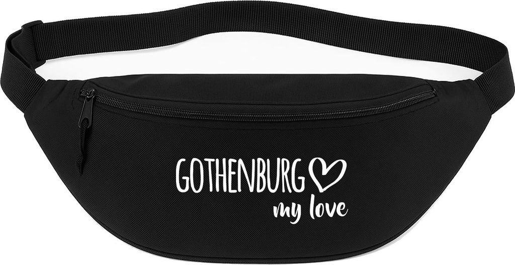 Huuraa Bauchtasche Gothenburg my love 2,5 Liter Black Polyester Crossbody Bag Geschenkidee
