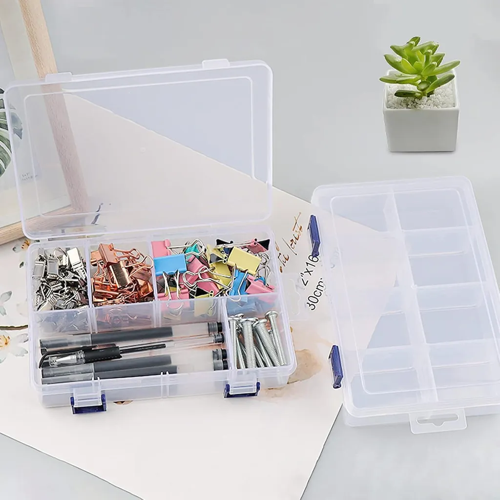 Organiseur transparent en plastique pour mercerie et bricolage - 3 pcs