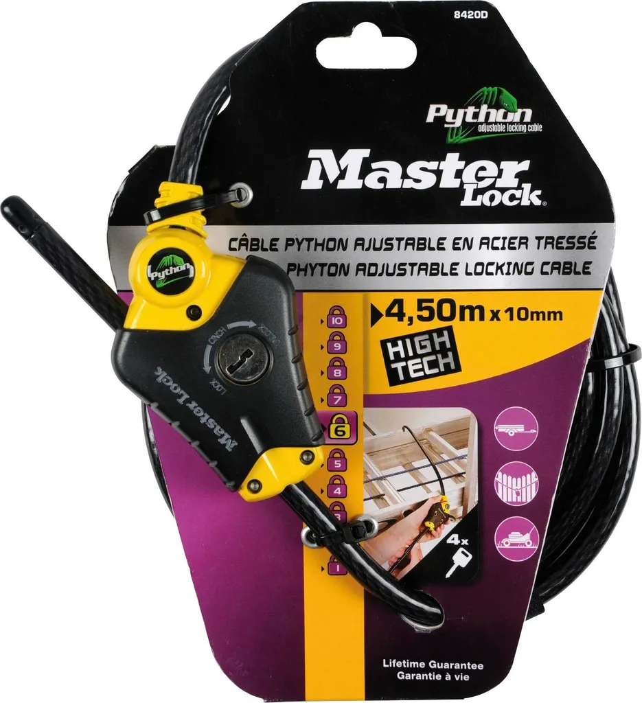 Câble Antivol Universel Master Lock Python 10mm pour Tout Fixer - 7