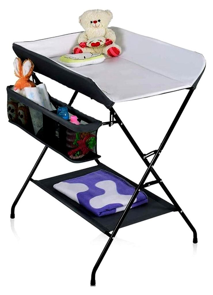 Klappbare Baby Wickelkommode, Babypflegetisch, Mobiler Wickeltisch mit Sicherheitsgurt und Ablagefächern, Wickeltische Tragbar, Platzsparend (79 *...