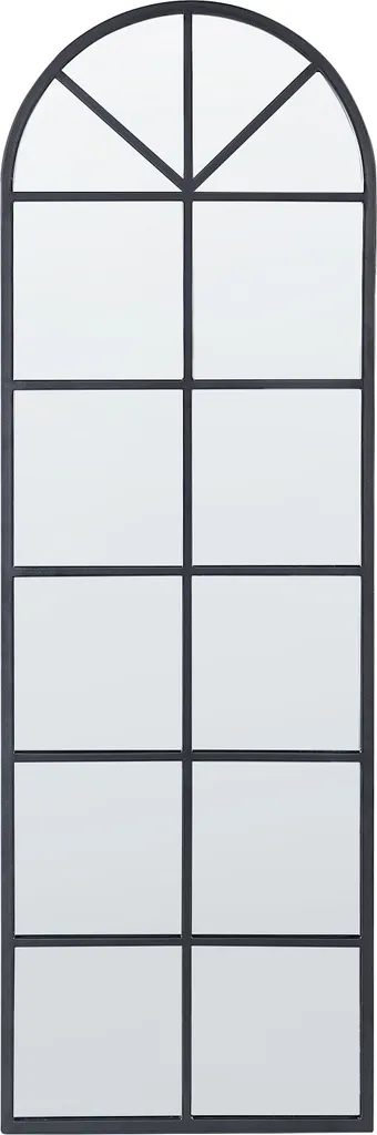 Grand miroir industriel 40x120 cm avec cadre métallique noir quadrillé