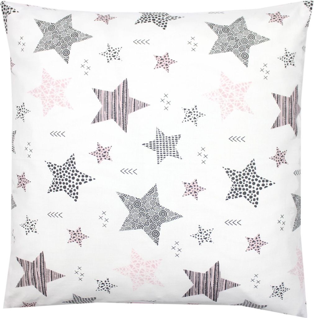 TupTam Kinder Kissenbezug Kissenhülle Dekorativ Gemustert, Farbe: Sterne Rosa / Schwarz, Größe: 40 x 80 cm