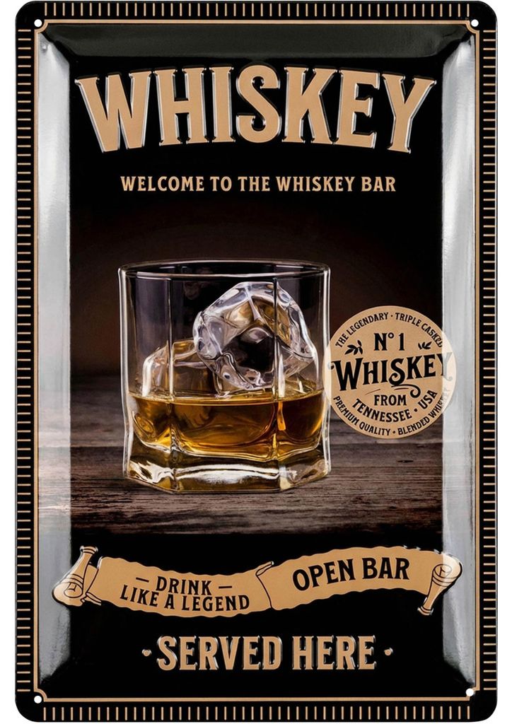 Retro Blechschild Whisky, Bar Schild, Whiskey Schild als Produktbild 