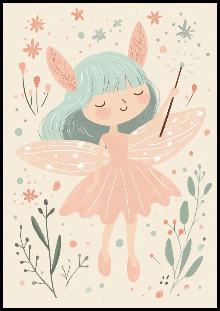 Poster 70x100cm Muster für Kinder, Mädchen fürs Zimmer - Fee