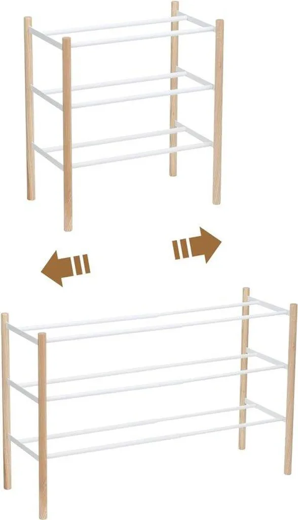 Meuble chaussures extensible blanc à 3 abattants gain de place design