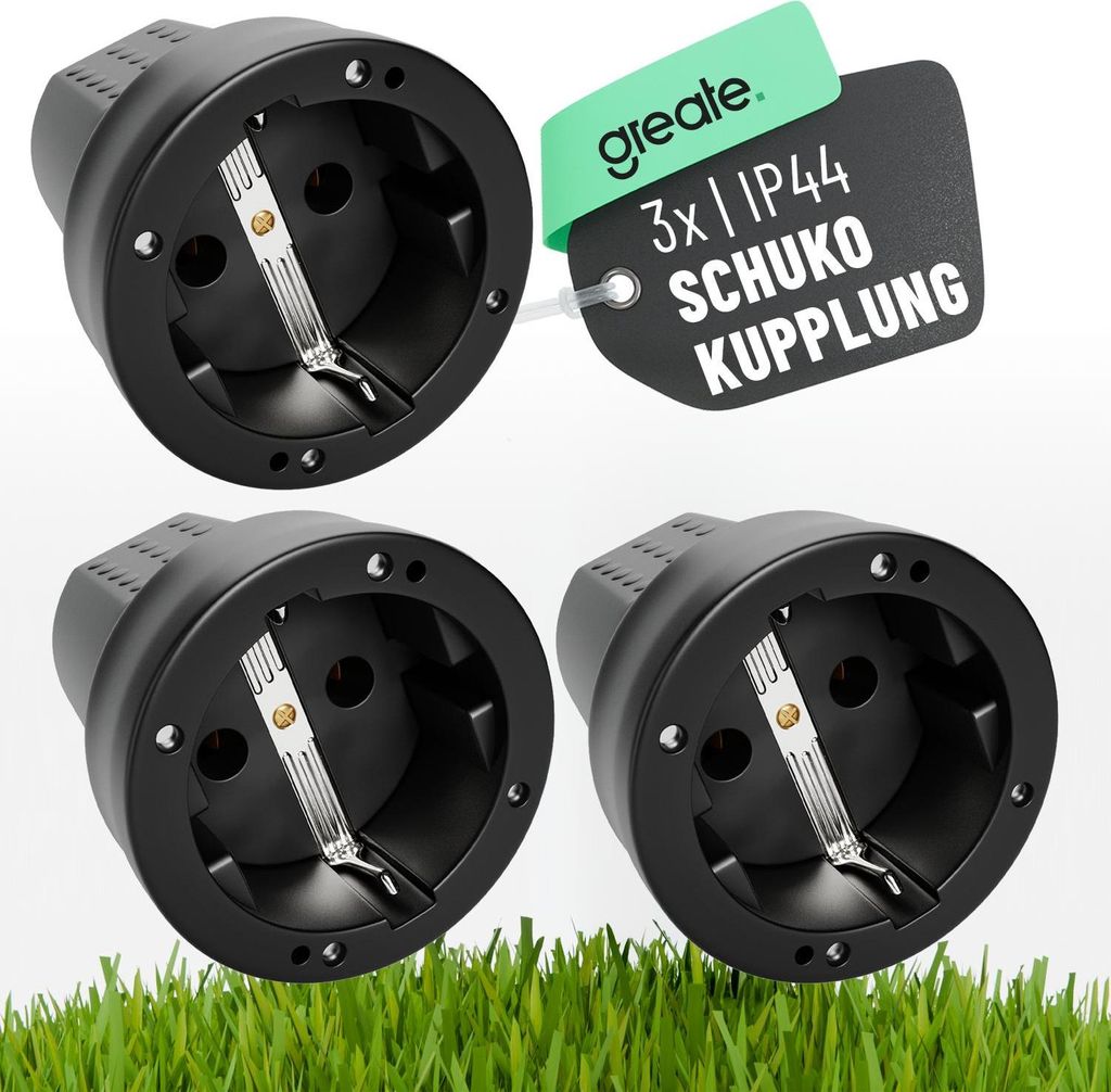 ABSINA 3x Schutzkontakt Kupplung mit Knickschutz - Gummi Produktbild 