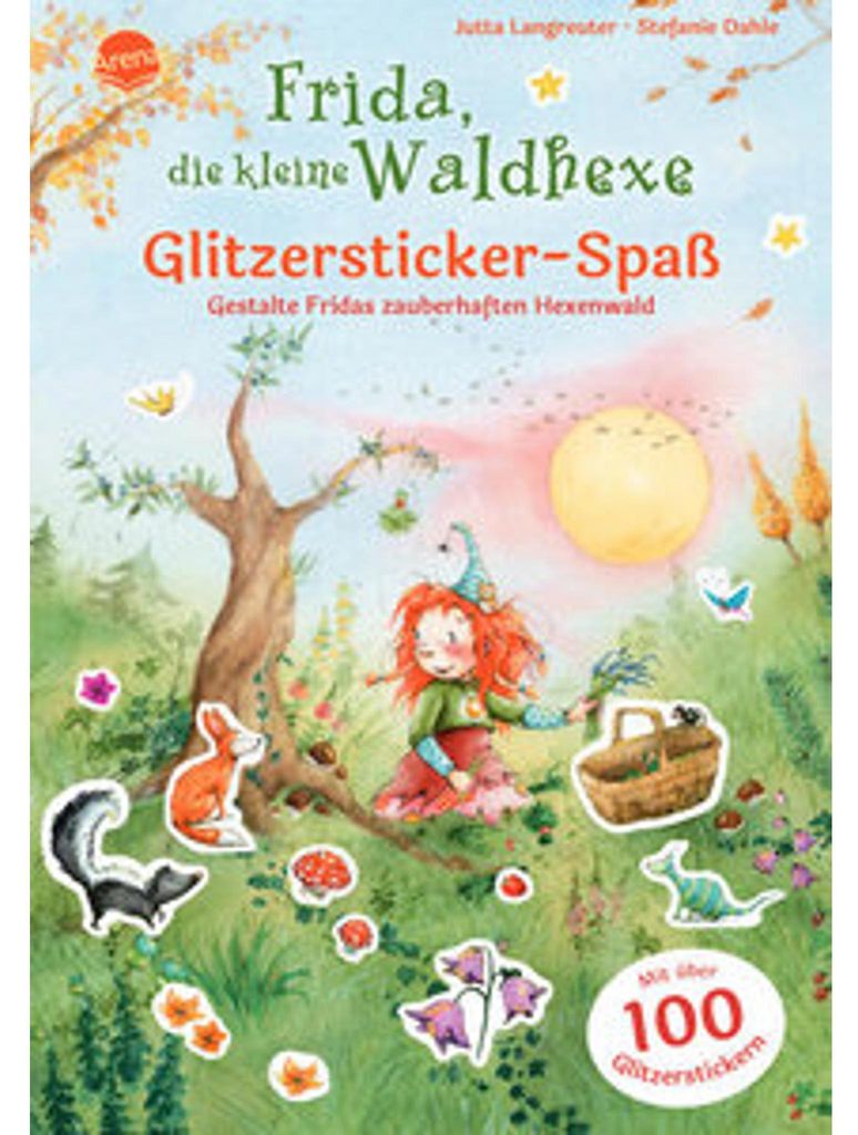 Frida, die kleine Waldhexe. Glitzersticker-Spaß. Gestalte Fridas zauberhaften Hexenwald