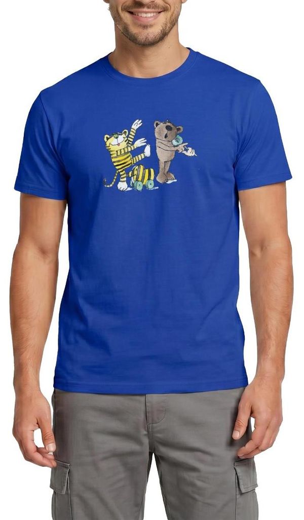 Spreadshirt Janosch Tiger und Freunde Machen Musik Männer T-Shirt, XXL, Dunkelblau