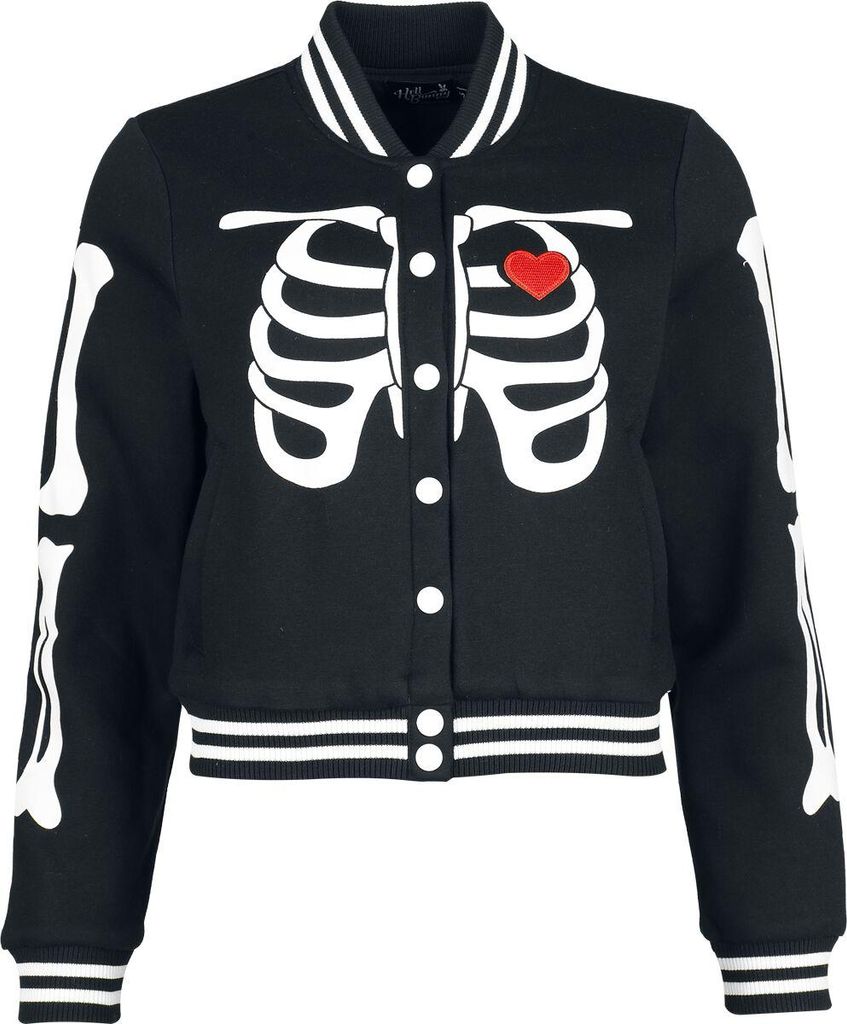 Hell Bunny Collegejacke Damen Skeleton Girl Jacket schwarz S