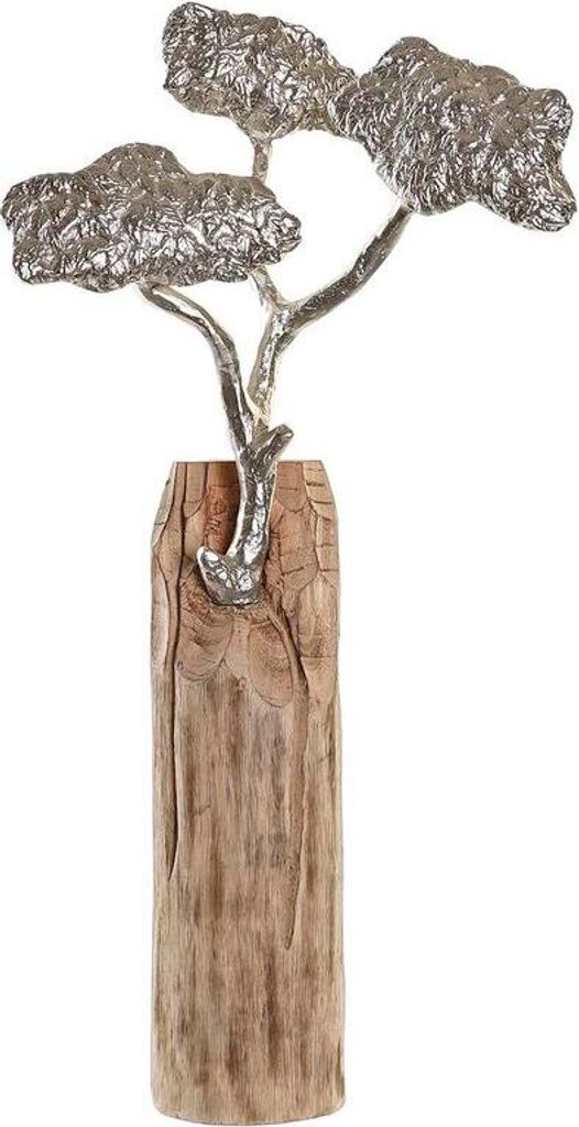 Deko-Figur DKD Home Decor Kofferraum Silberfarben Baum Braun Aluminium Kolonial Mango-Holz (26 x 11 x 51 cm)