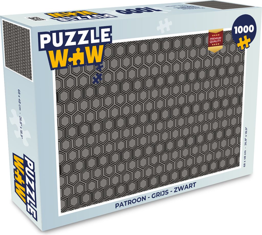 MuchoWow Puzzle 1000 Teile Muster - Grau - Schwarz - Erwachsene - Rätsel