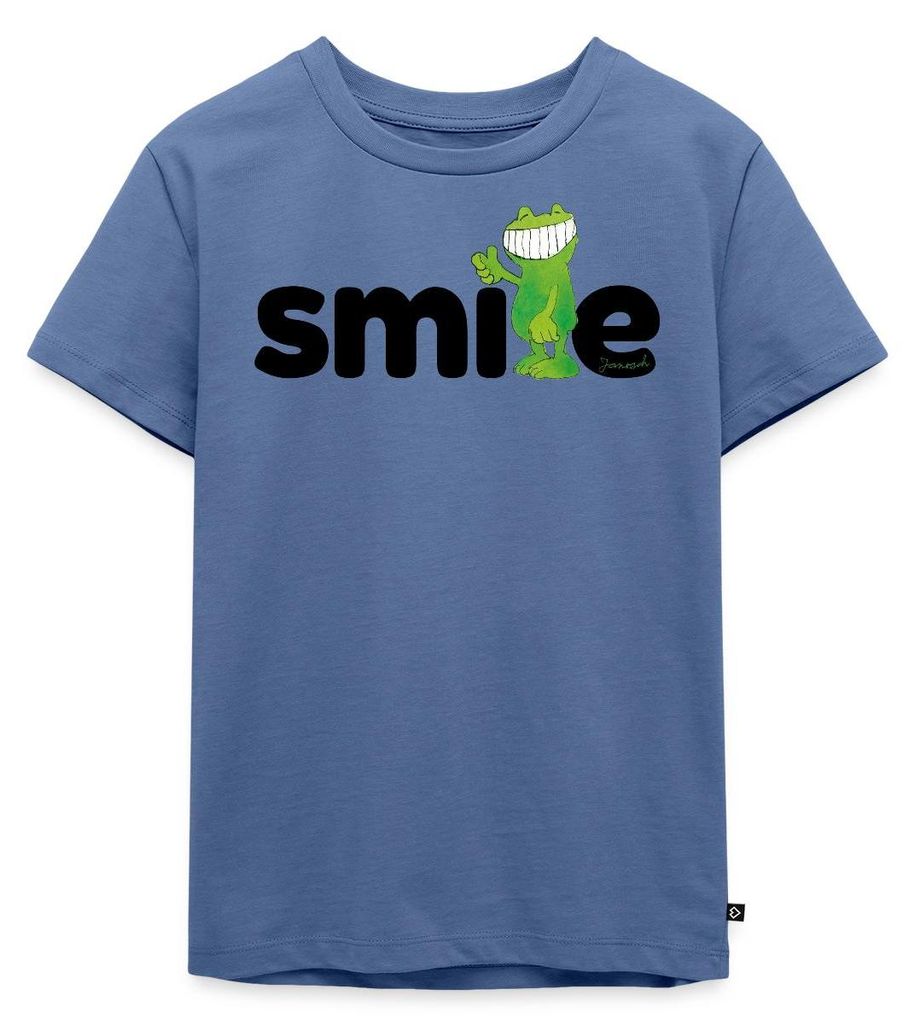 Spreadshirt Janosch Günter Kastenfrosch Smile Design Kinder Premium T-Shirt, 122/128 (6 Jahre), Taubenblau