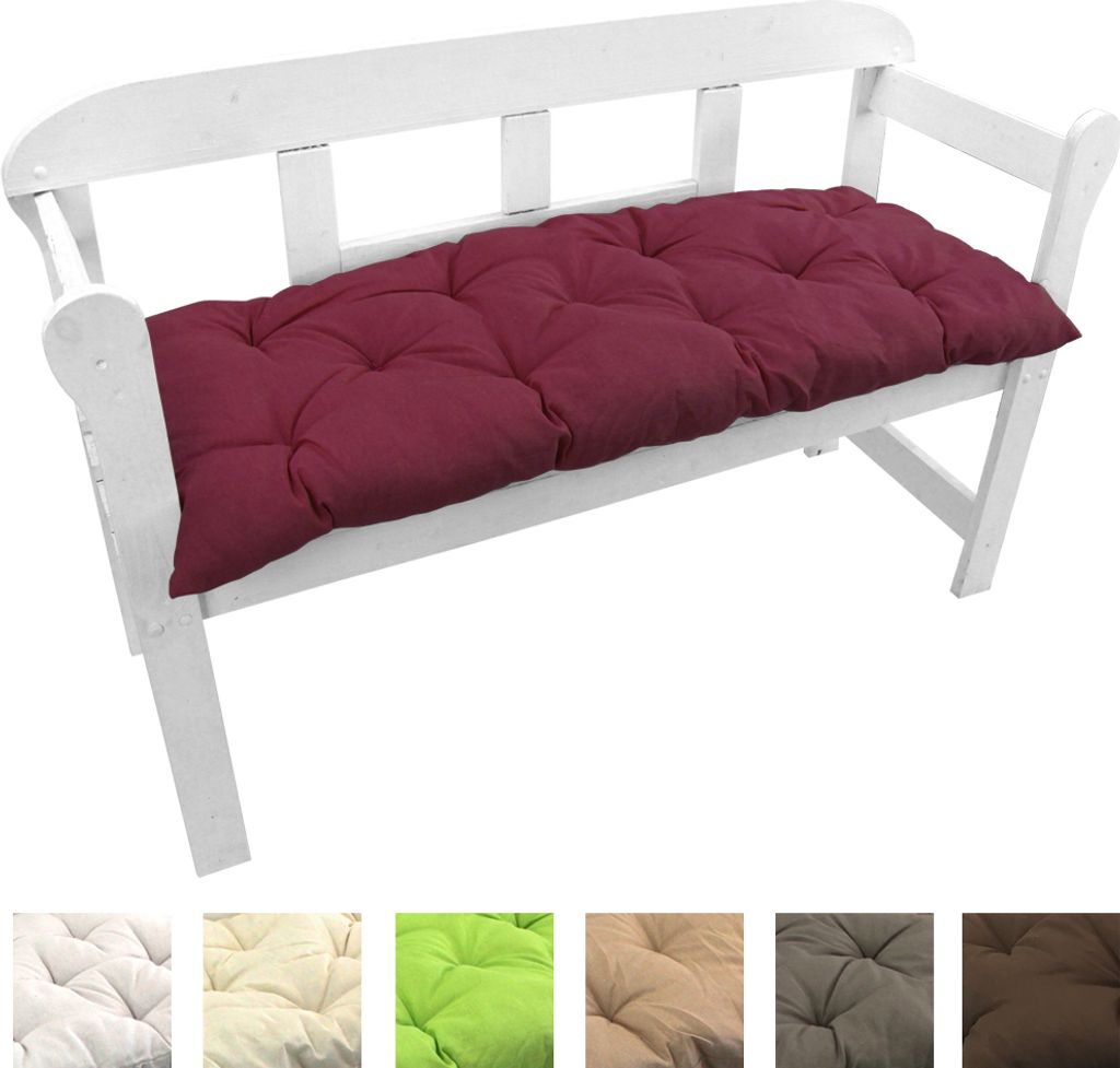 Bankauflage Ibiza - Polsterauflage für Gartenbänke Gemütlich & Langlebig, Farbe:Beere, Größe:110 x 45 cm