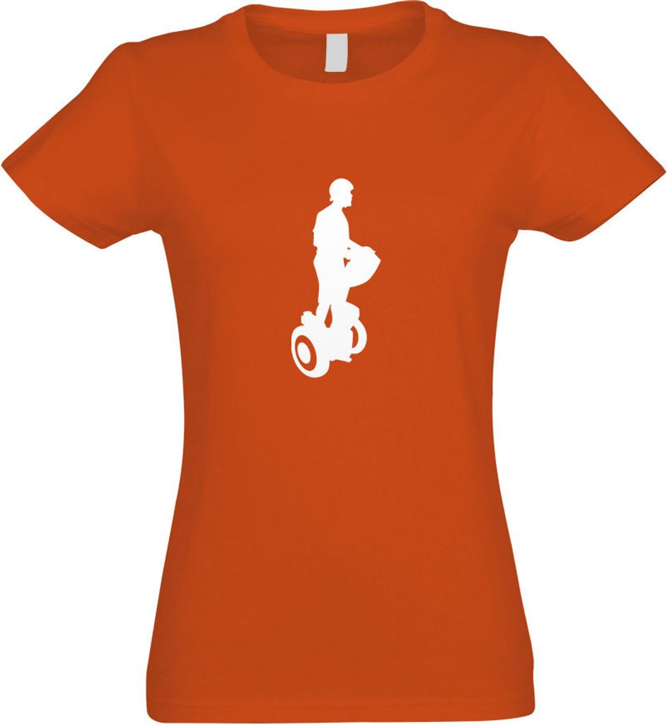 Kiwistar - T-Shirt tailliert - Damen - orange - Segway Fahren Figur - mit Motiv Bedruckt - Funshirt Design - Sport - Freizeit - Damen - M