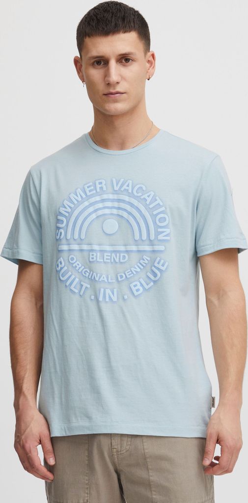 Blend 20715675 Tee Herren T-Shirt Kurzarm Shirt mit Print Rundhals-Ausschnitt Frontprint hochwertige Baumwoll-Qualität