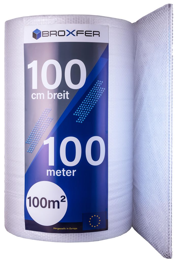 Broxfer Luftpolsterfolie Rolle 1m x 100m Polsterfolie für Produktbild 