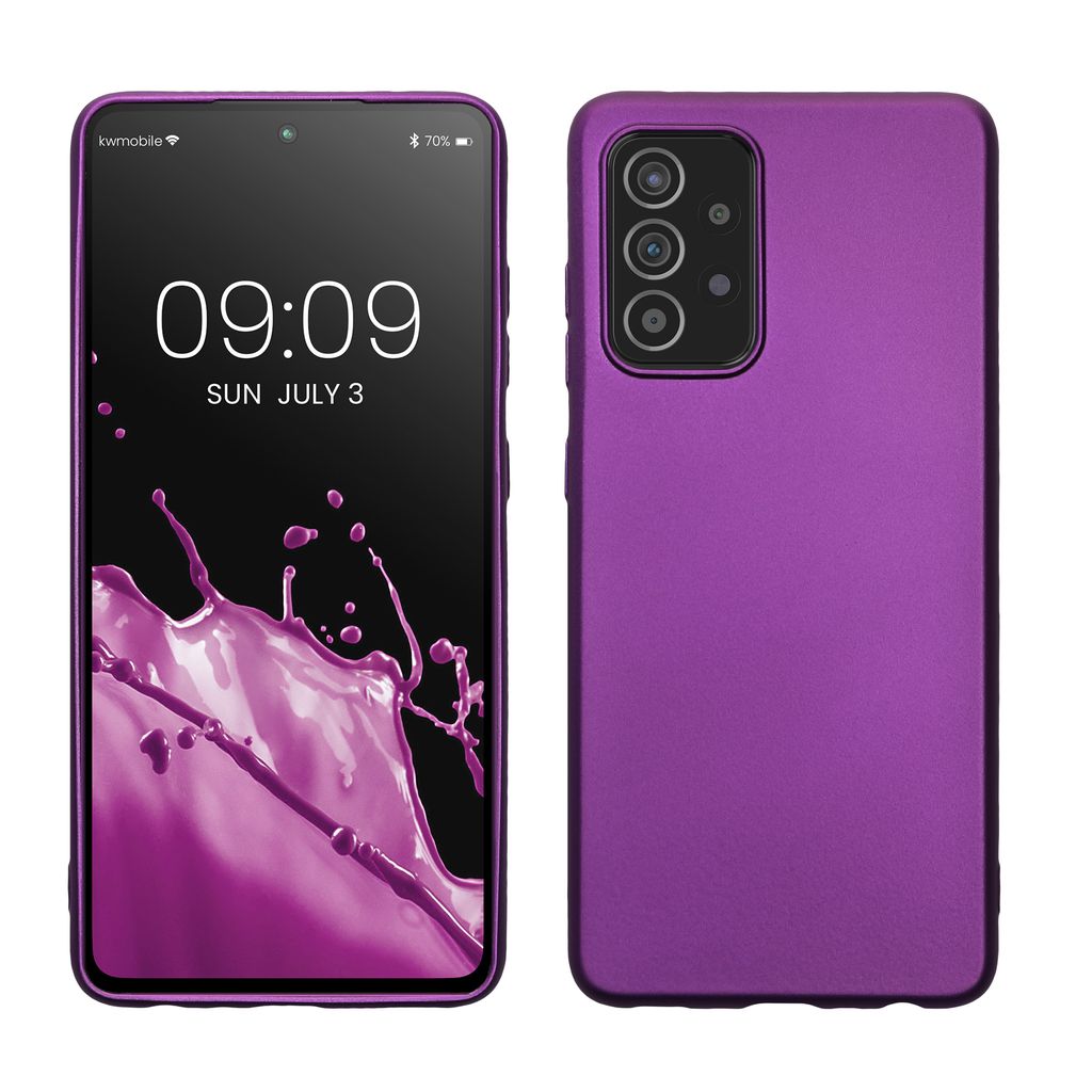 kwmobile Case kompatibel mit Samsung Galaxy A52 / A52 5G / A52s 5G Hülle - Schutzhülle aus Silikon metallisch schimmernd - Handyhülle Metallic V...
