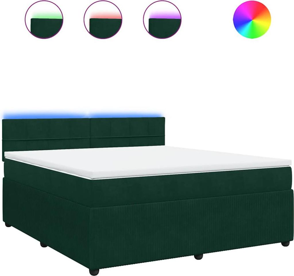 vidaXL Boxspringbett mit Matratze Dunkelgrün 180x200 cm Samt