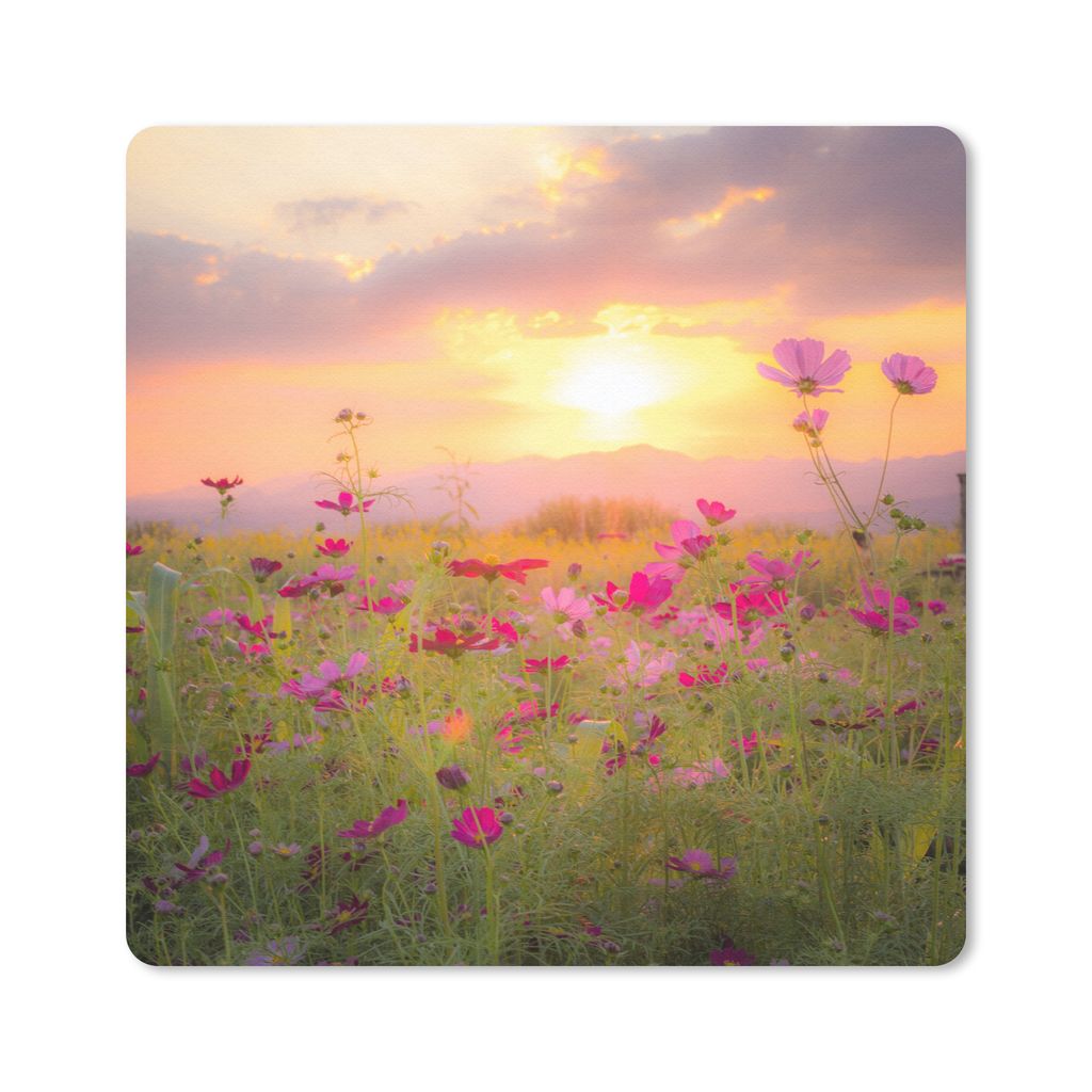 MuchoWow Mauspad Mousepad Blumen - Wild - Dämmerung 30x30 cm - Mousepads - Maus Mat - Pad - Mausunterlage - Gaming