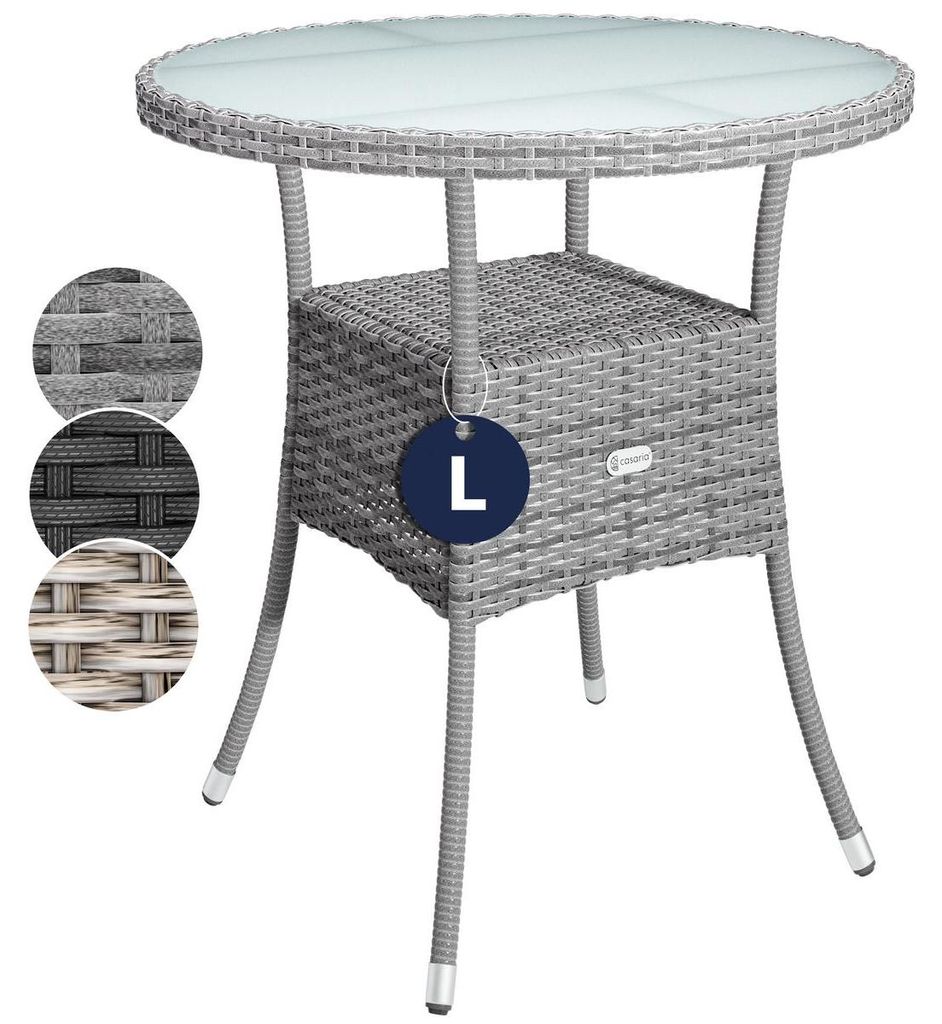 CASARIA® Gartentisch Polyrattan Wetterfest Rund Klein 60cm Produktbild 